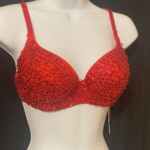 Elegant Red Sequin Bra